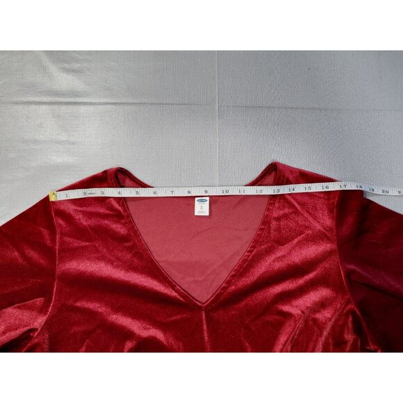 Old Navy Short Sleeve Velvet Fit & Flare Midi Dress XL Wine Red Holiday - Picture 7 of 13
